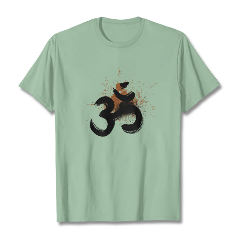 Buddha Stones OM Sanskrit Design Cotton Tee T-shirt - PaleGreen - 2XL - image 18