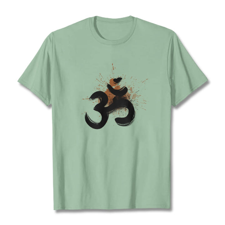 Buddha Stones OM Sanskrit Design Cotton Tee T-shirt - PaleGreen - 2XL - image 18