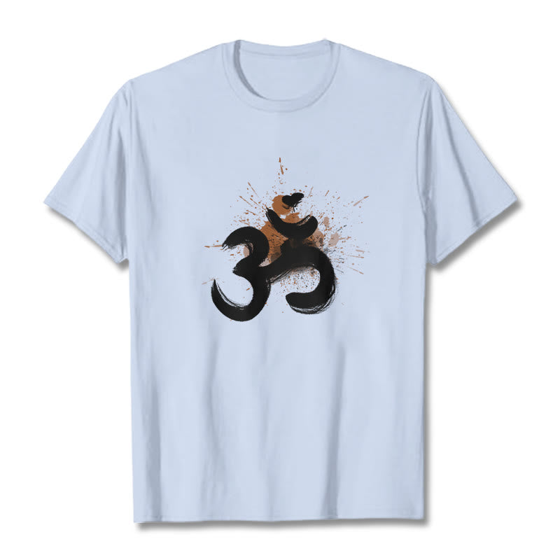 Buddha Stones OM Sanskrit Design Cotton Tee T-shirt - LightCyan - 2XL - image 11
