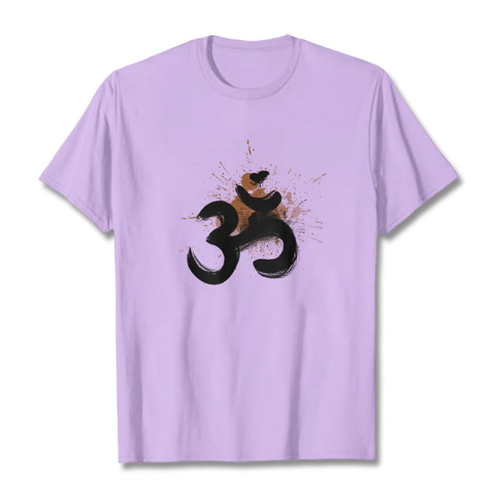 Buddha Stones OM Sanskrit Design Cotton Tee T-shirt - Plum - 2XL - image 14