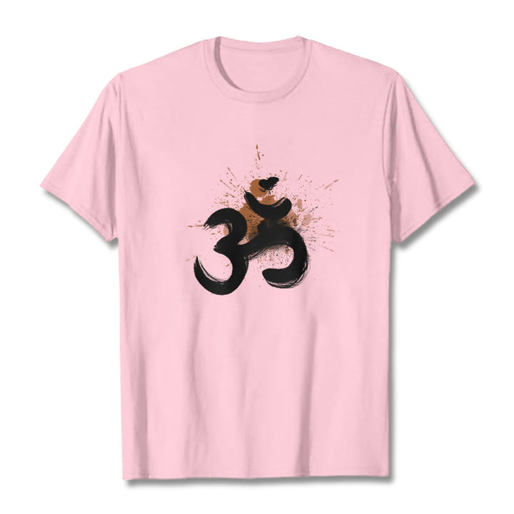 Buddha Stones OM Sanskrit Design Cotton Tee T-shirt - LightPink - 2XL - image 16