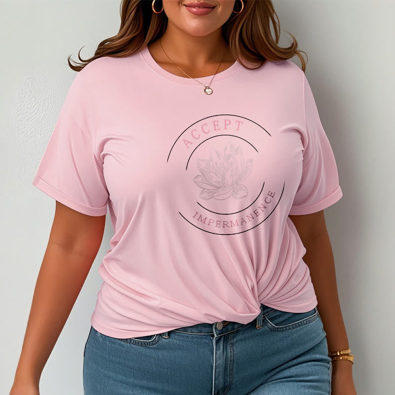Buddha Stones  Lotus Accept Impermanence Cotton Tee T-shirt - image 10