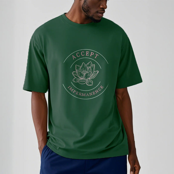 Buddha Stones  Lotus Accept Impermanence Cotton Tee T-shirt - image 6