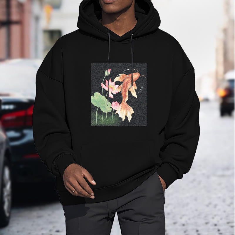 Buddha Stones Koi Fish Lotus Design Fleece Lined Hoodie - image 18