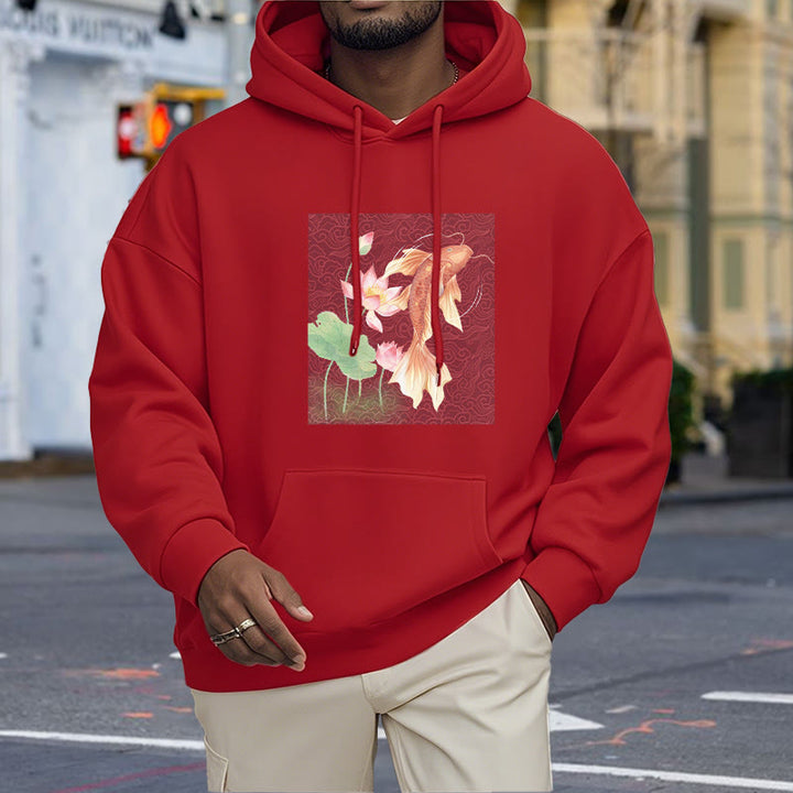 Buddha Stones Koi Fish Lotus Design Fleece Lined Hoodie - image 10