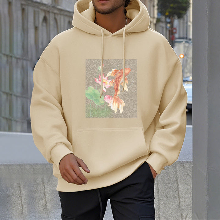 Buddha Stones Koi Fish Lotus Design Fleece Lined Hoodie - image 22