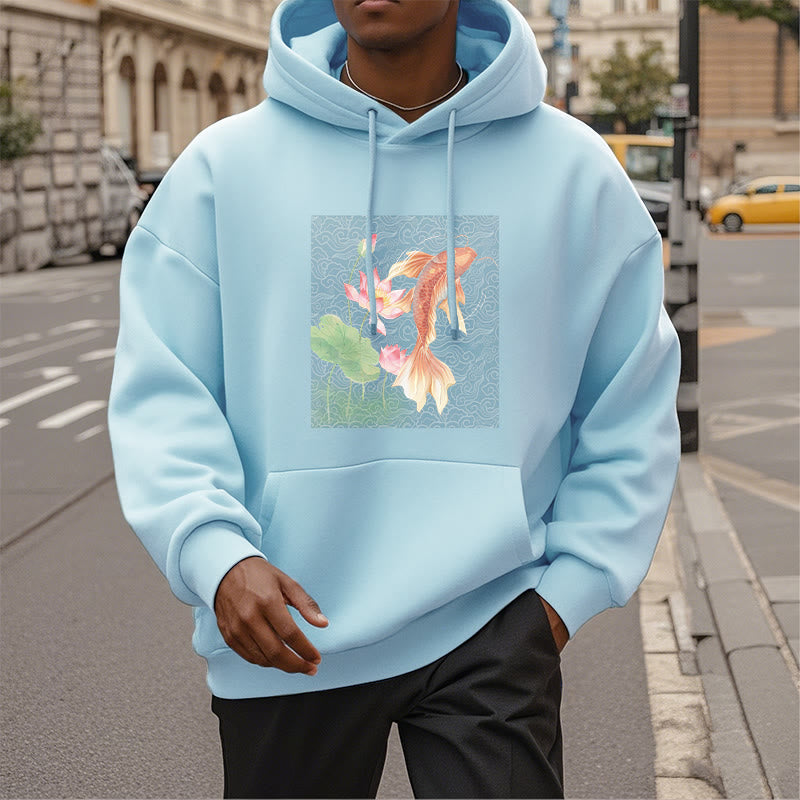 Buddha Stones Koi Fish Lotus Design Fleece Lined Hoodie - image 30