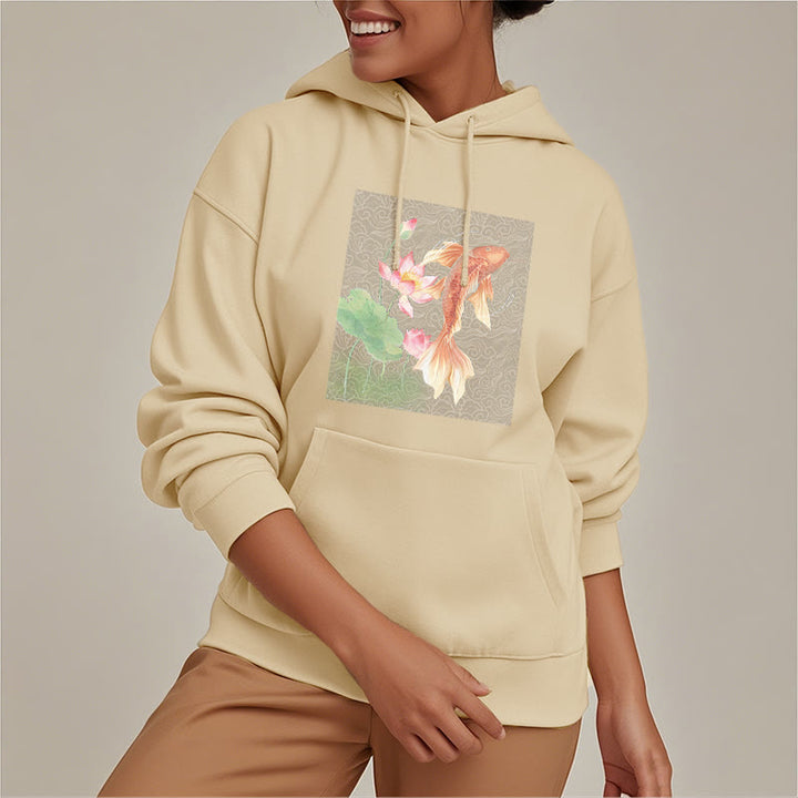 Buddha Stones Koi Fish Lotus Design Fleece Lined Hoodie - image 23