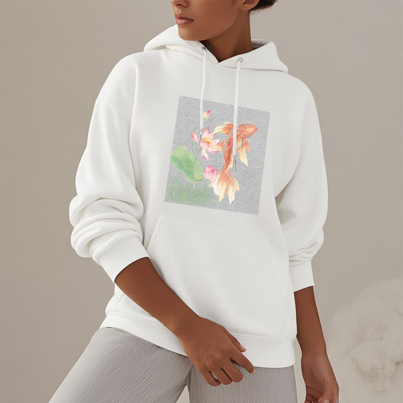 Buddha Stones Koi Fish Lotus Design Fleece Lined Hoodie - image 15
