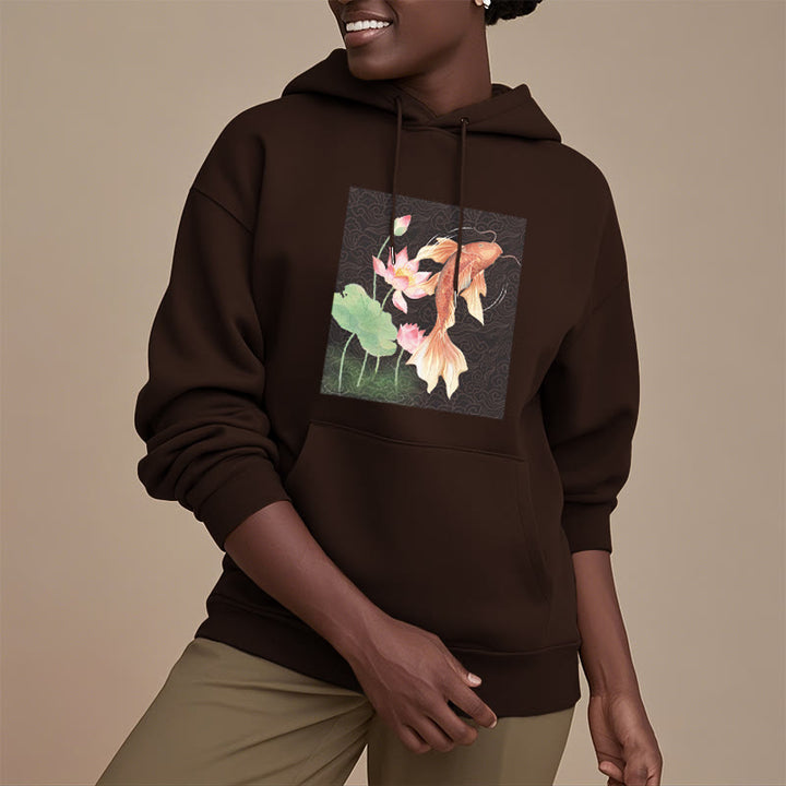 Buddha Stones Koi Fish Lotus Design Fleece Lined Hoodie - image 27