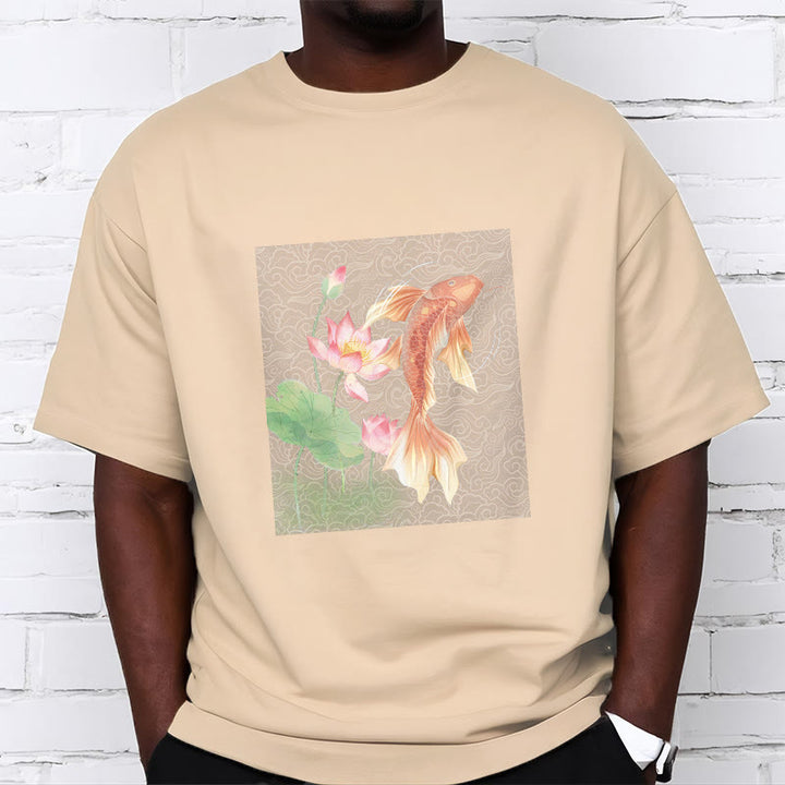 Buddha Stones Koi Fish Lotus Combination Cotton Tee T-shirt - image 13