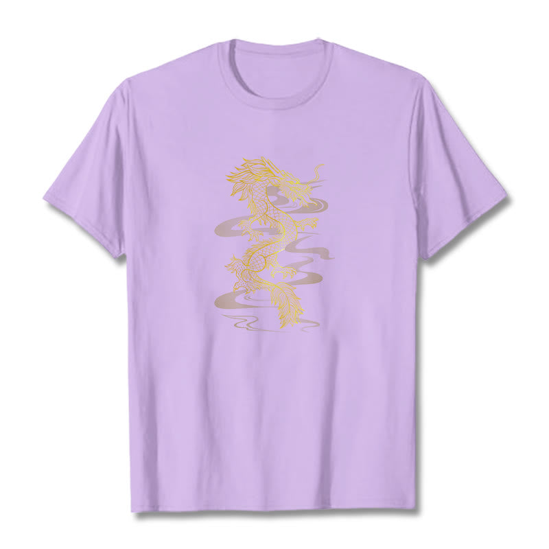 Buddha Stones Golden Dragon Cotton Tee T-shirt - Plum - 2XL - image 17