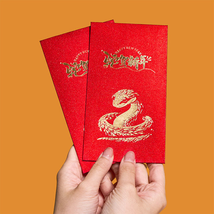 Buddha Stones 6Pcs Chinese Red Envelope Year of the Snake Lucky Money Envelopes 2025 New Year