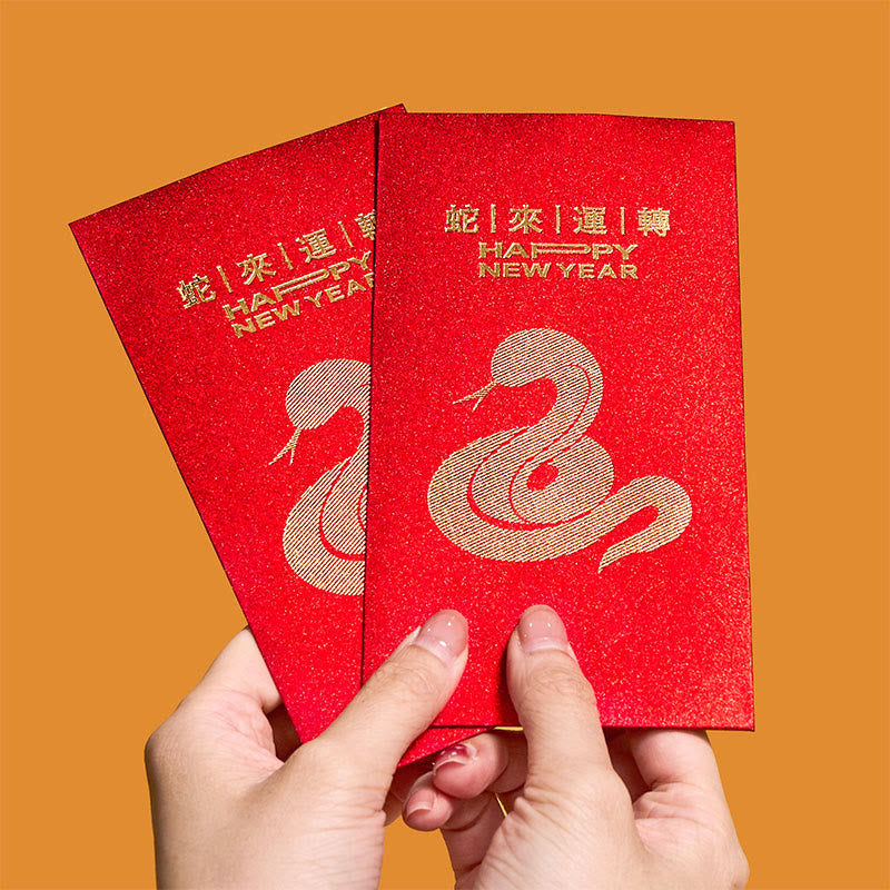 Buddha Stones 6Pcs Chinese Red Envelope Year of the Snake Lucky Money Envelopes 2025 New Year