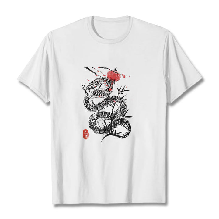 Buddha Stones Lantern Bamboo Leaves Snake Design Cotton Tee T-shirt - image 7
