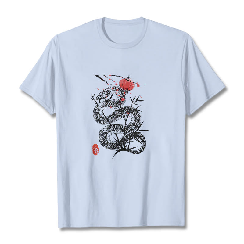 Buddha Stones Lantern Bamboo Leaves Snake Design Cotton Tee T-shirt - image 6