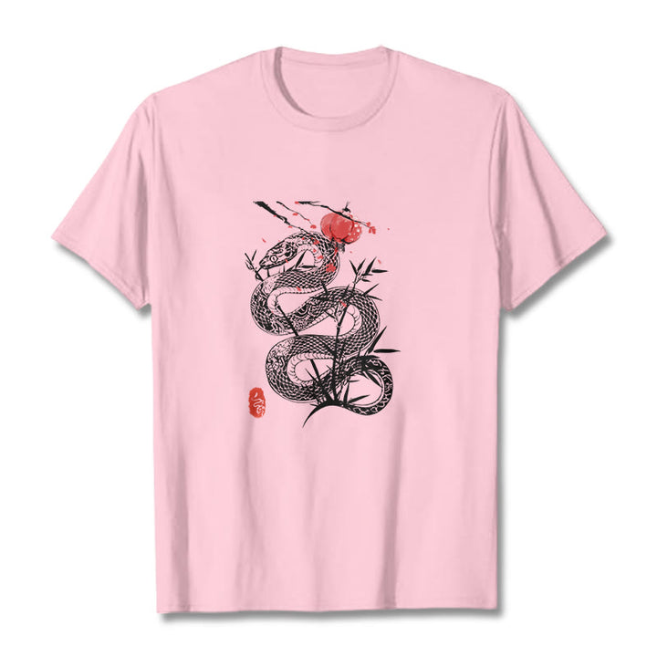 Buddha Stones Lantern Bamboo Leaves Snake Design Cotton Tee T-shirt - image 19