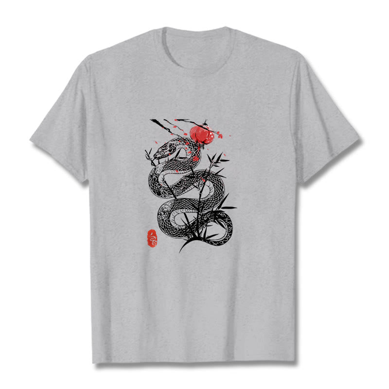 Buddha Stones Lantern Bamboo Leaves Snake Design Cotton Tee T-shirt - image 12