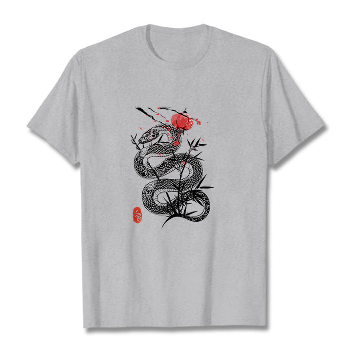 Buddha Stones Lantern Bamboo Leaves Snake Design Cotton Tee T-shirt - image 12