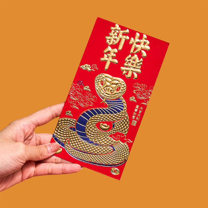 Buddha Stones 6Pcs Red Envelope Year Of The Snake Design Lucky Money Envelopes All The Best 2025 Chinese New Year