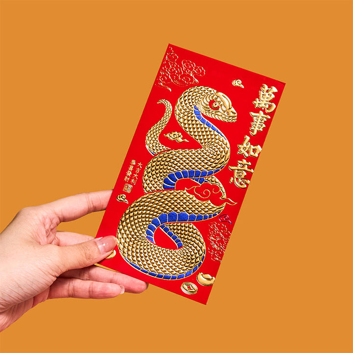 Buddha Stones 6Pcs Red Envelope Year Of The Snake Design Lucky Money Envelopes All The Best 2025 Chinese New Year