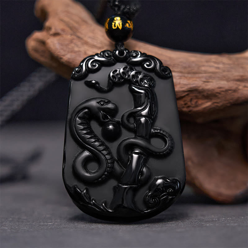 Buddha Stones Chinese Zodiac Obsidian Purification Fulfilment Necklace Pendant