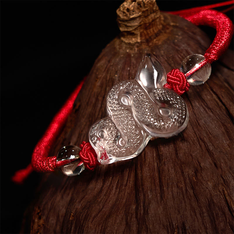 Buddha Stones White Crystal String Year Of The Snake Healing Bracelet