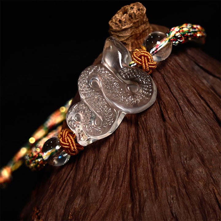 Buddha Stones White Crystal String Year Of The Snake Healing Bracelet