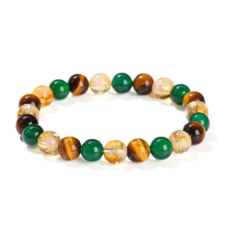 Buddha Stones Natural Tiger Eye Green Agate Citrine Mix And Match Beads Protection Bracelet