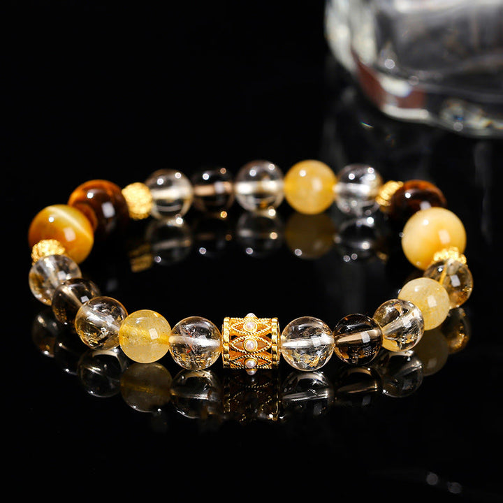 Buddha Stones Natural Citrine Tiger Eye Prosperity Bracelet