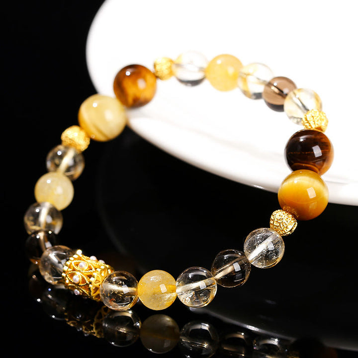 Buddha Stones Natural Citrine Tiger Eye Prosperity Bracelet