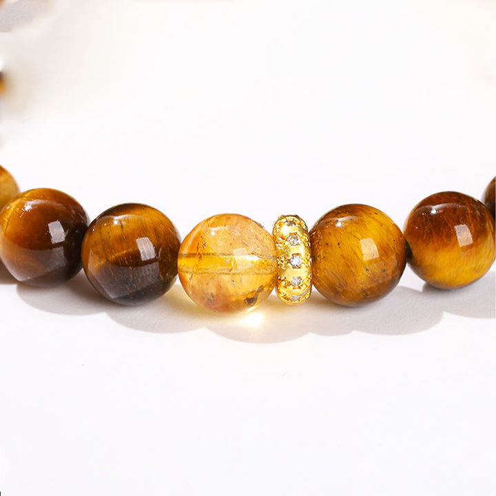 Buddha Stones Natural Tiger Eye Citrine Beads Strength Bracelet