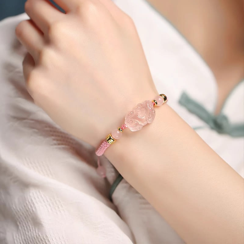 Buddha Stones PiXiu Pink Crystal Wealth String Braided Bracelet - image 15