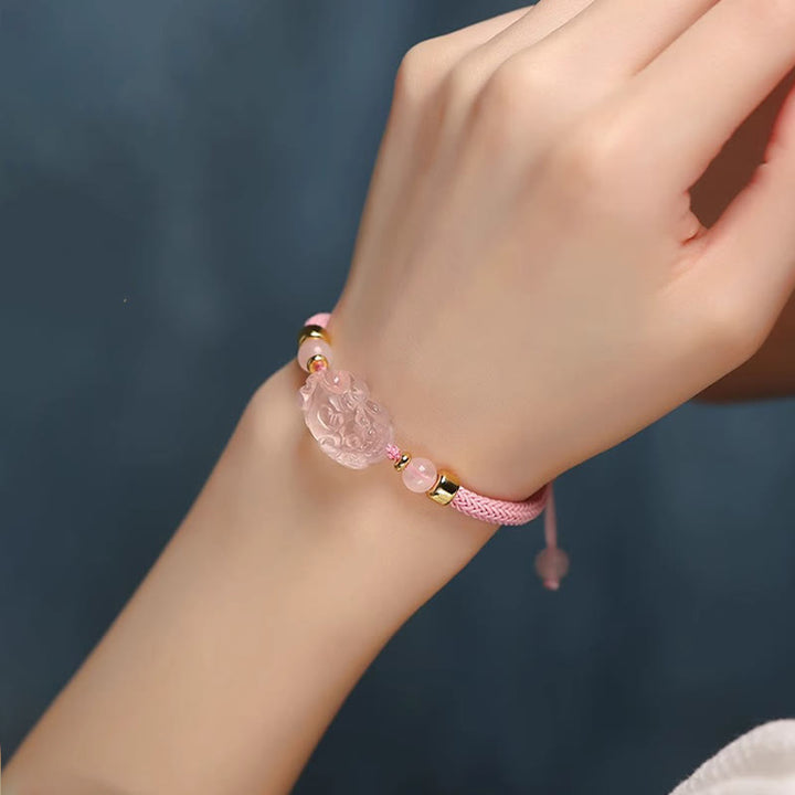 Buddha Stones PiXiu Pink Crystal Wealth String Braided Bracelet - image 16