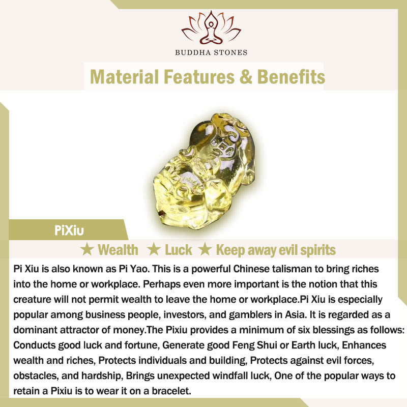 Buddha Stones Natural Citrine Pixiu Prosperity Bracelet