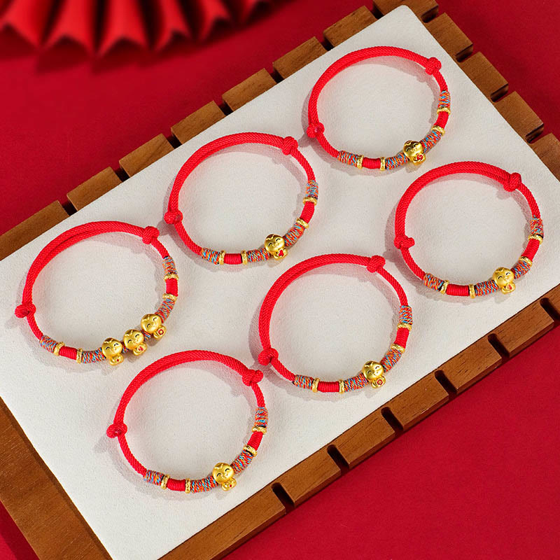 Buddha Stones Handmade Red String Copper Year Of Snake Protection Braided Bracelet