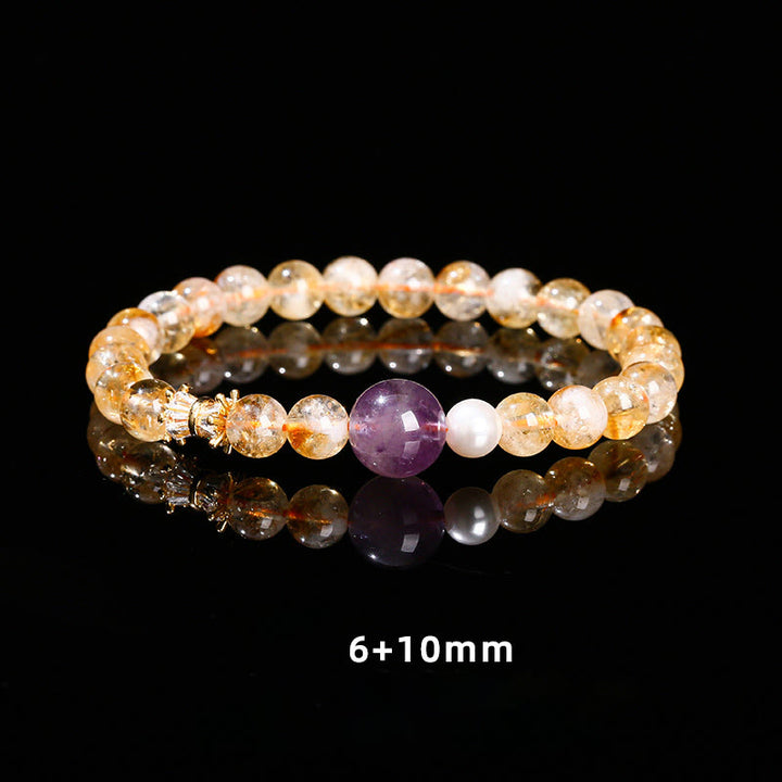 Buddha Stones Natural Citrine Amethyst Prosperity Bracelet