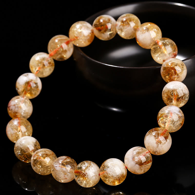 Buddha Stones Natural Citrine Snowflake Crystal Prosperity Bracelet