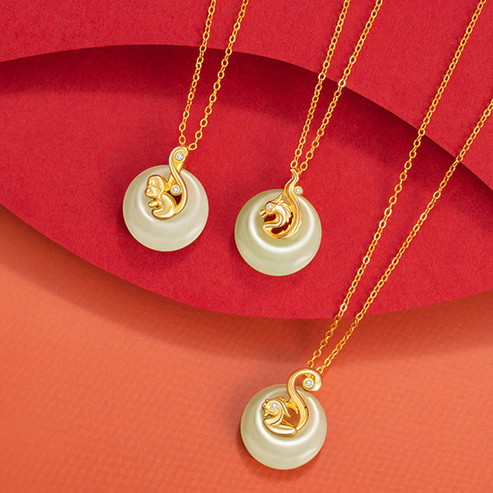 Buddha Stones Chinese Zodiac Hetian Jade 925 Sterling Silver Abundance Necklace Pendant - image 3