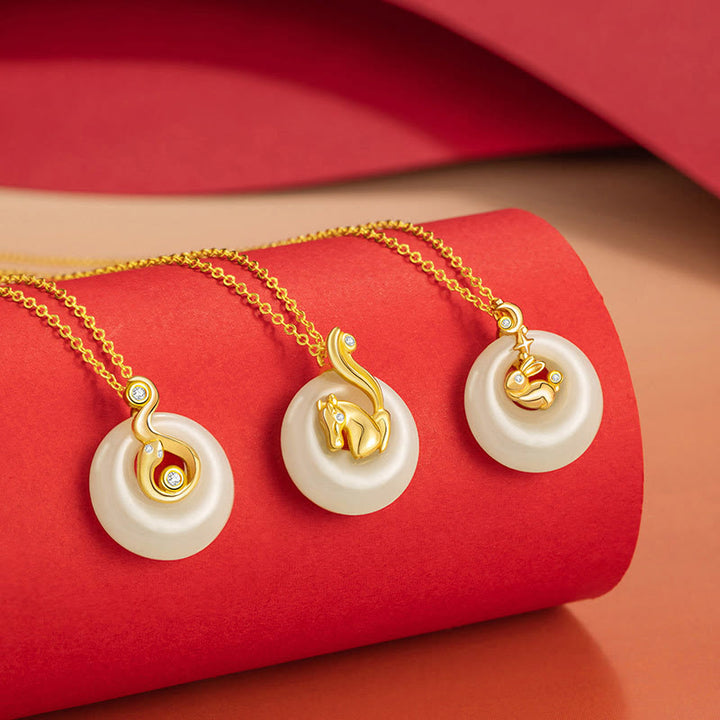 Buddha Stones Chinese Zodiac Hetian Jade 925 Sterling Silver Abundance Necklace Pendant - image 2