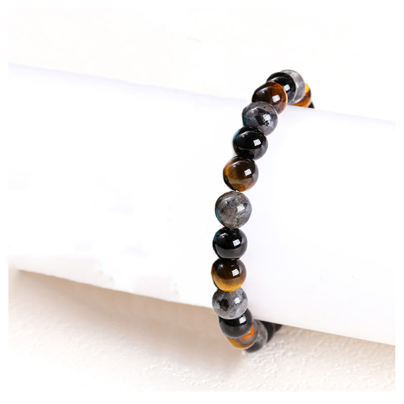 Buddha Stones Tiger Eye Black Glitter Stone Black Glass Beads Snowflake Obsidian Lava Rock Rhodonite Protection Bracelet