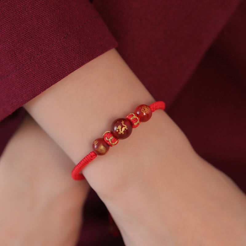 Buddha Stones Handmade Red Agate Chinese Zodiac Red String Braided Protection Bracelet