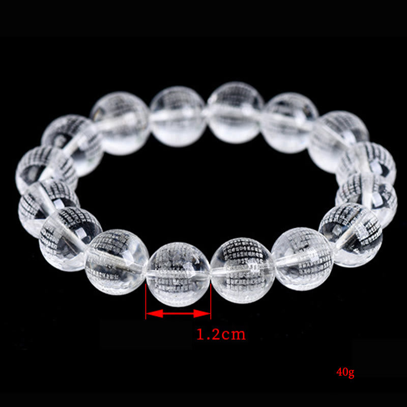 Buddha Stones Heart Sutra Natural White Crystal Protection Bracelet