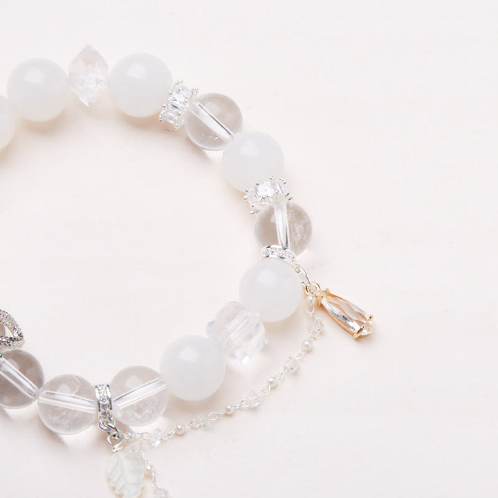 Buddha Stones White Crystal White Jade Bead Snake Luck Bracelet