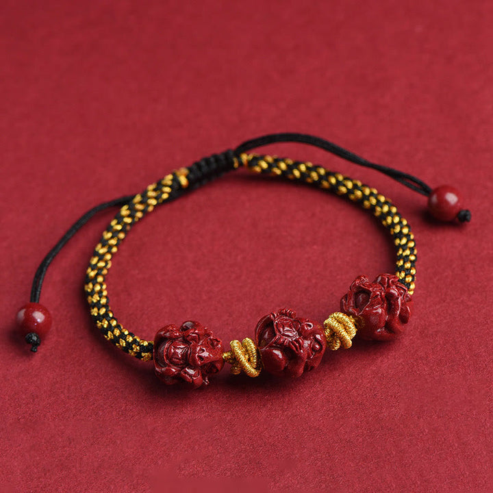 Buddha Stones Handmade Cinnabar Chinese Zodiac Red String Braided Luck Bracelet