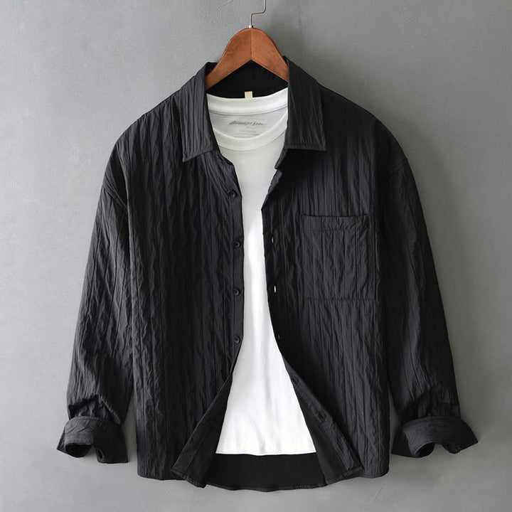 Buddha Stones Casual Solid Color Long Sleeve Men's Shirt With Pocket - Black - US/UK/AU42，EU52 (3XL) - image 12