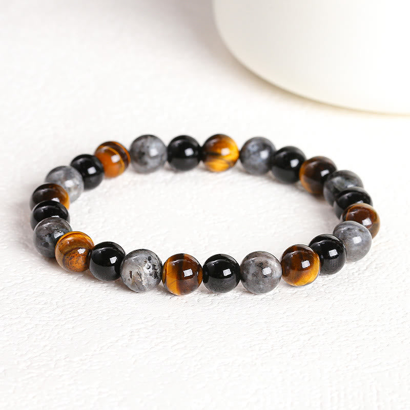 Buddha Stones Tiger Eye Black Glitter Stone Black Glass Beads Snowflake Obsidian Lava Rock Rhodonite Protection Bracelet