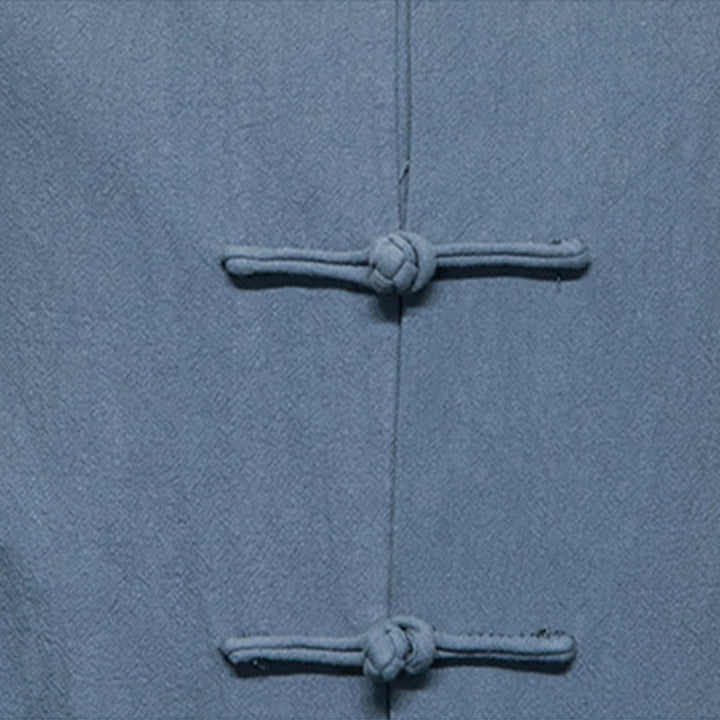 Buddha Stones Solid Color Frog-button Tang Suit Cotton Linen Men's Jacket Shirt With Pockets - image 10