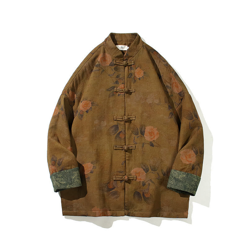 Buddha Stones Leaves Flower Frog-button Tang Suit Cotton Men's Jacket Shirt  - image 20