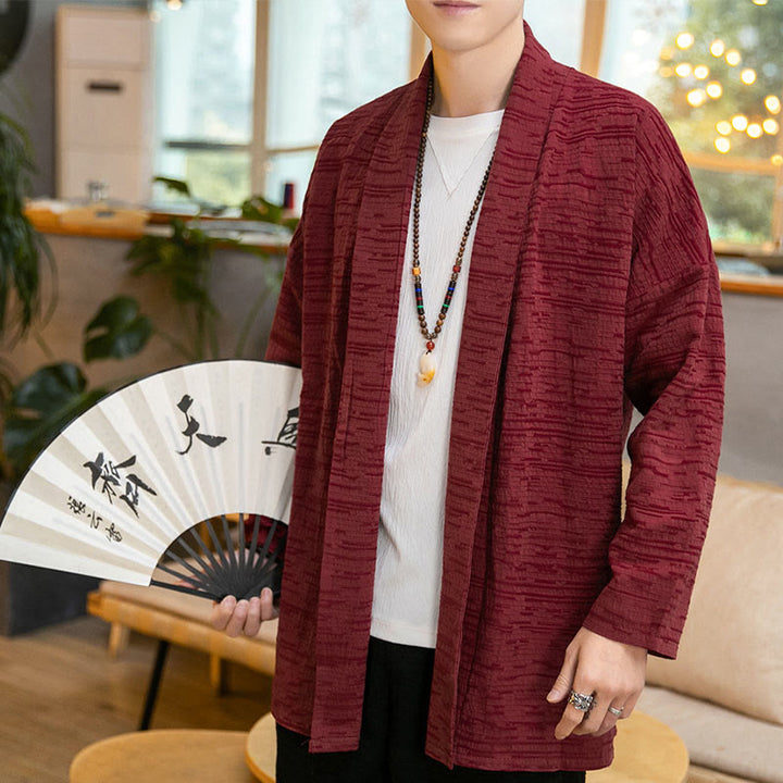 Buddha Stones Fall Simple Loose Plain Linen Blend Men's Mid-length Coat Clothing - Red - US/UK/AU42，EU52 (3XL) - image 11